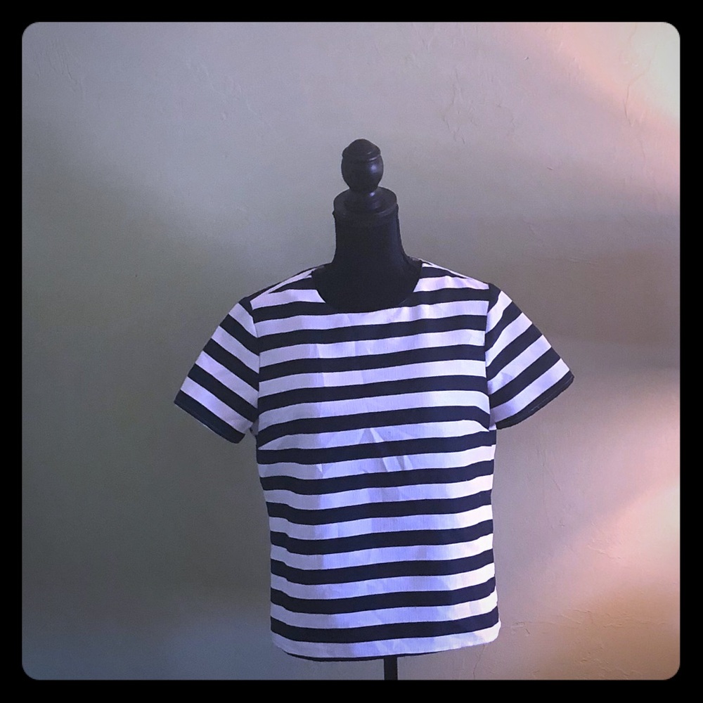 Zip back Striped Navy & White Top